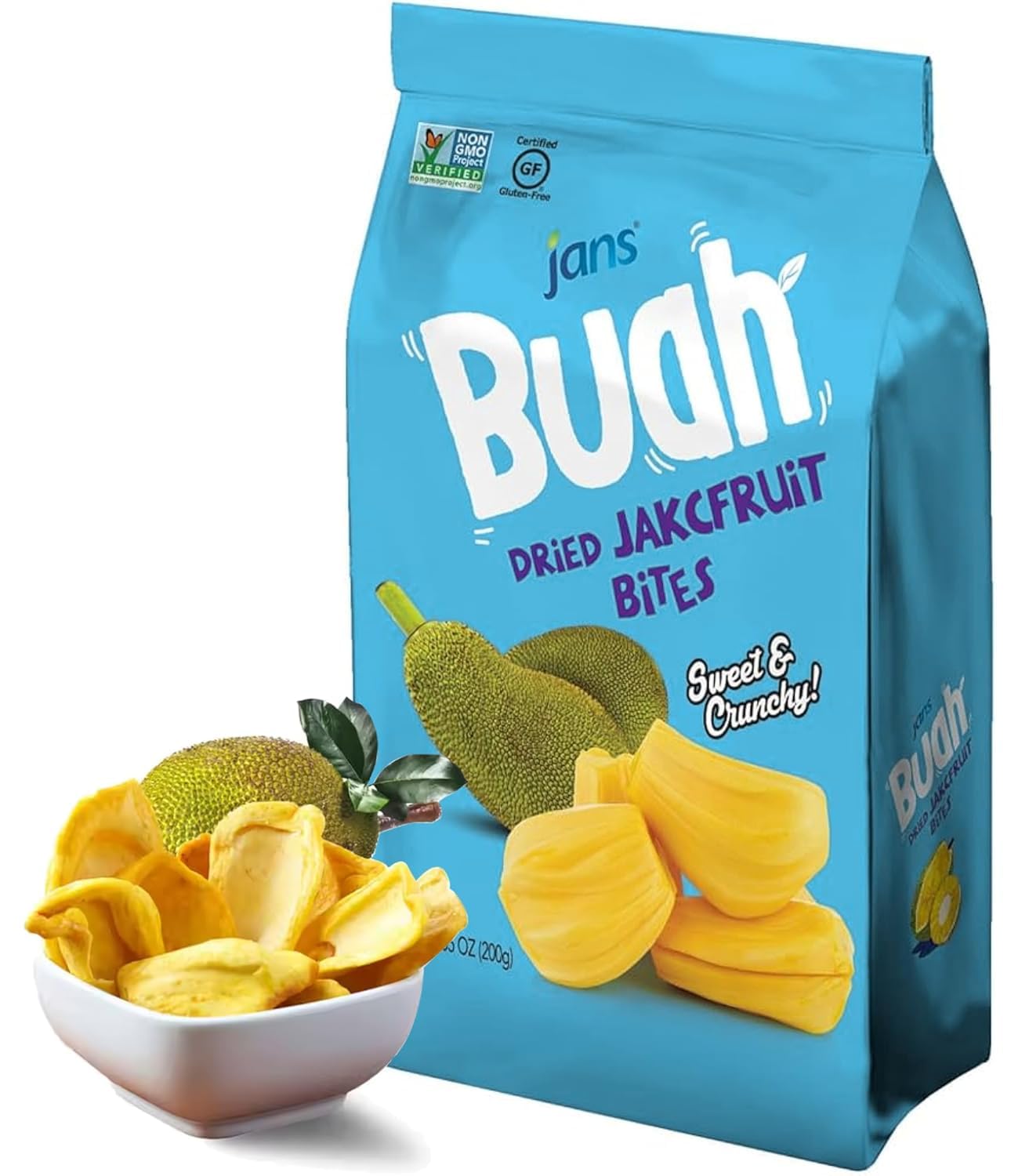 Jans Buah Jackfruit Chips 7 Oz – Kid-Approved Crunchy Snack for Playdates and Snack Time, Gluten-Free Tropical Treat