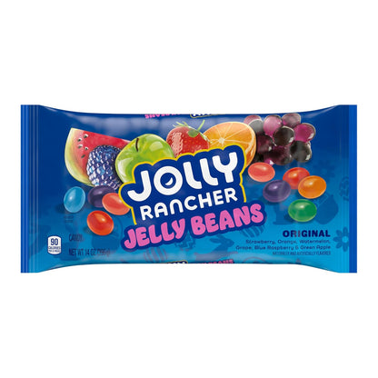 jelly bean form with vibrant artificial colors (red 40, yellow 6, blue 1, yellow 5) suited for decoration