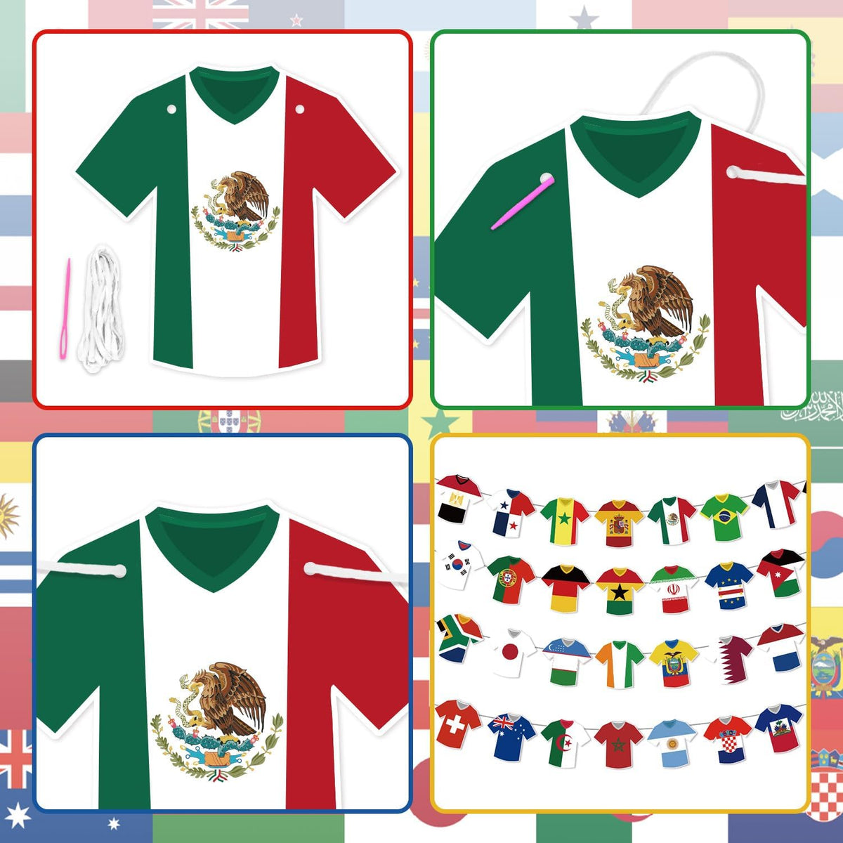 Jersey Pennant Set – Kids Soccer Birthday Party Decor, Reusable Sports Garland for Backyard and School Gym