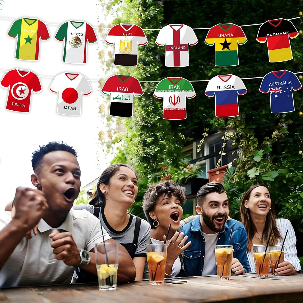 Jersey-Shaped Country Bunting – Sports-Themed Nursery Accent Wall and Play Area Decor, 49 Nations