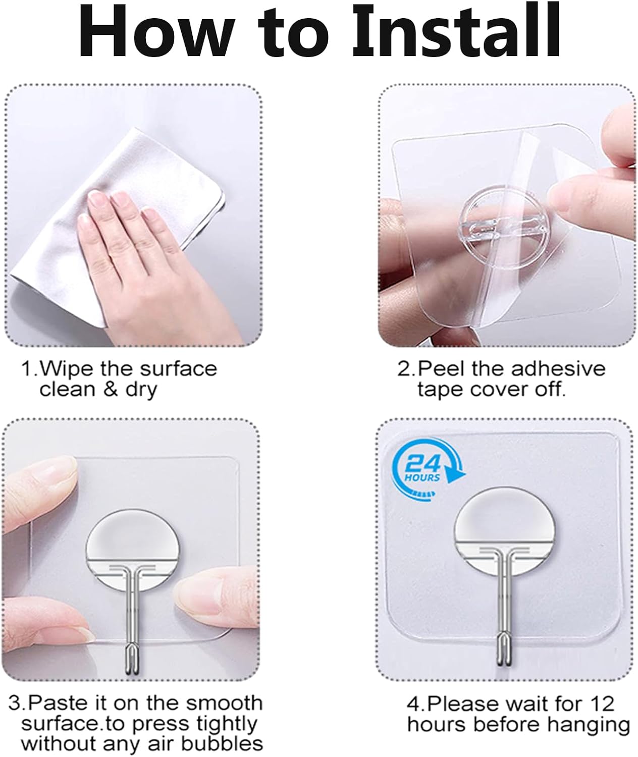 JINSHUNFA Adhesive Wall Hooks – Modern Kitchen Hook for Cabinets, Polished Stainless