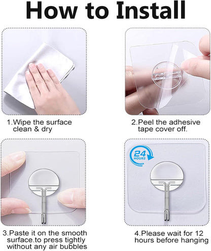 JINSHUNFA Adhesive Wall Hooks – Modern Kitchen Hook for Cabinets, Polished Stainless