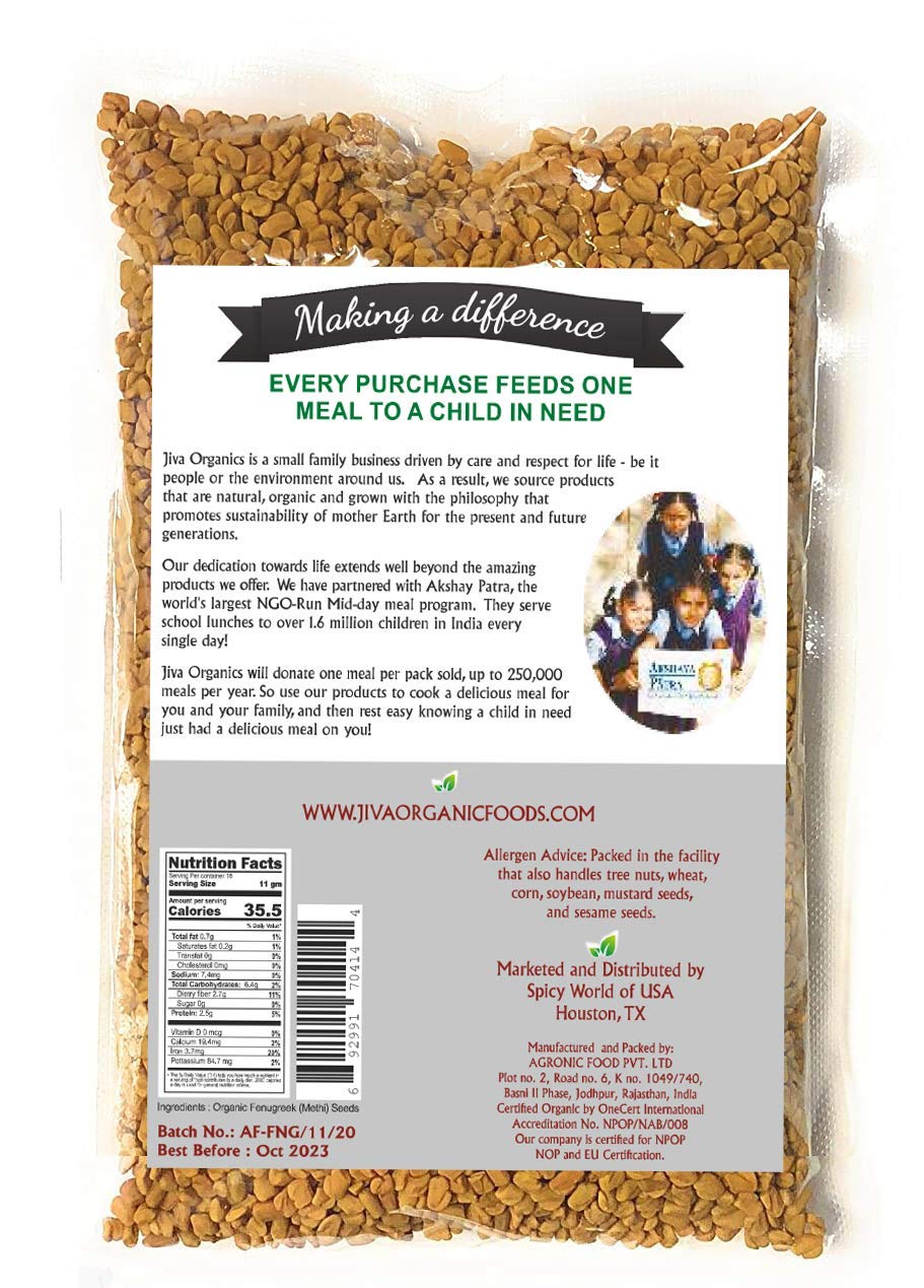 Jiva Organic Fenugreek Seeds 7 Ounce – Sproutable Methi Seeds for Holistic Wellness Teas, Fenugreek Water & Inner Balance