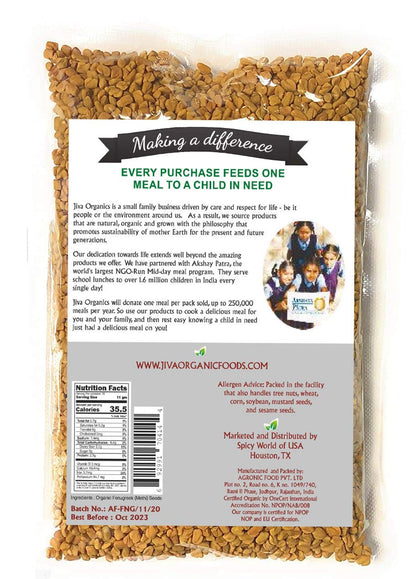 Jiva Organic Fenugreek Seeds 7 Ounce – Sproutable Methi Seeds for Holistic Wellness Teas, Fenugreek Water & Inner Balance