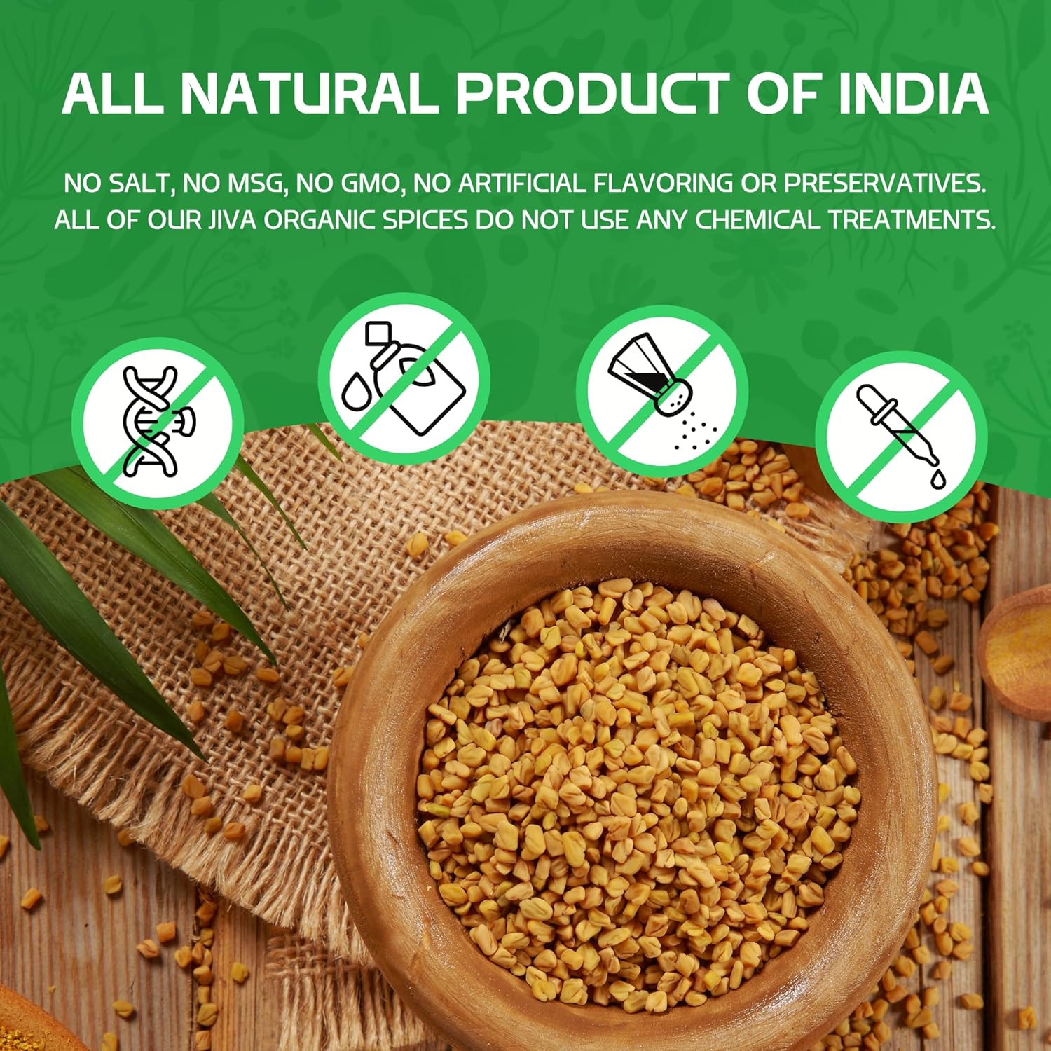 Jiva Organic Fenugreek Seeds 7 Ounce – Sproutable Methi Seeds for Holistic Wellness Teas, Fenugreek Water & Inner Balance