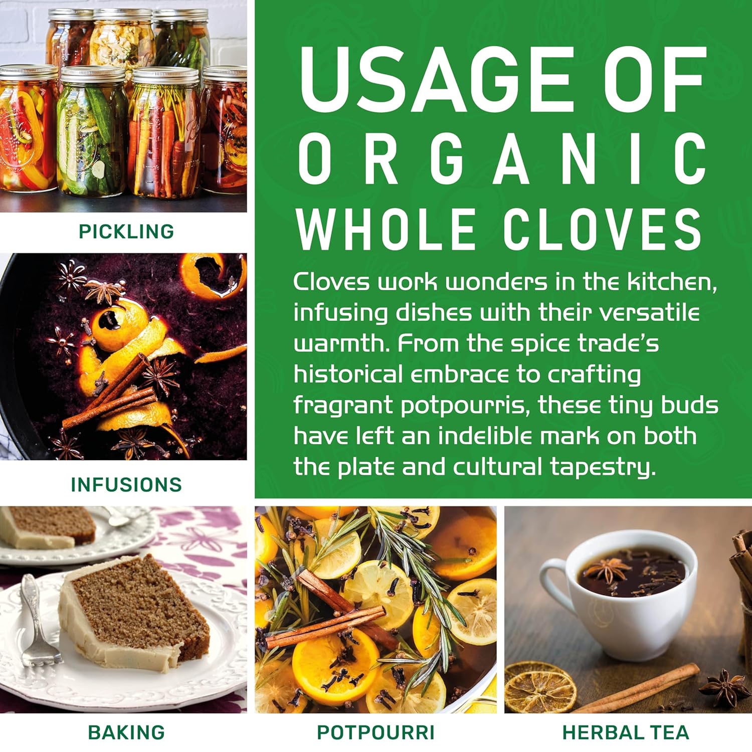 Jiva Organic Whole Cloves – Resealable Pouch for Intentional Cooking and Tea, 3.5 oz