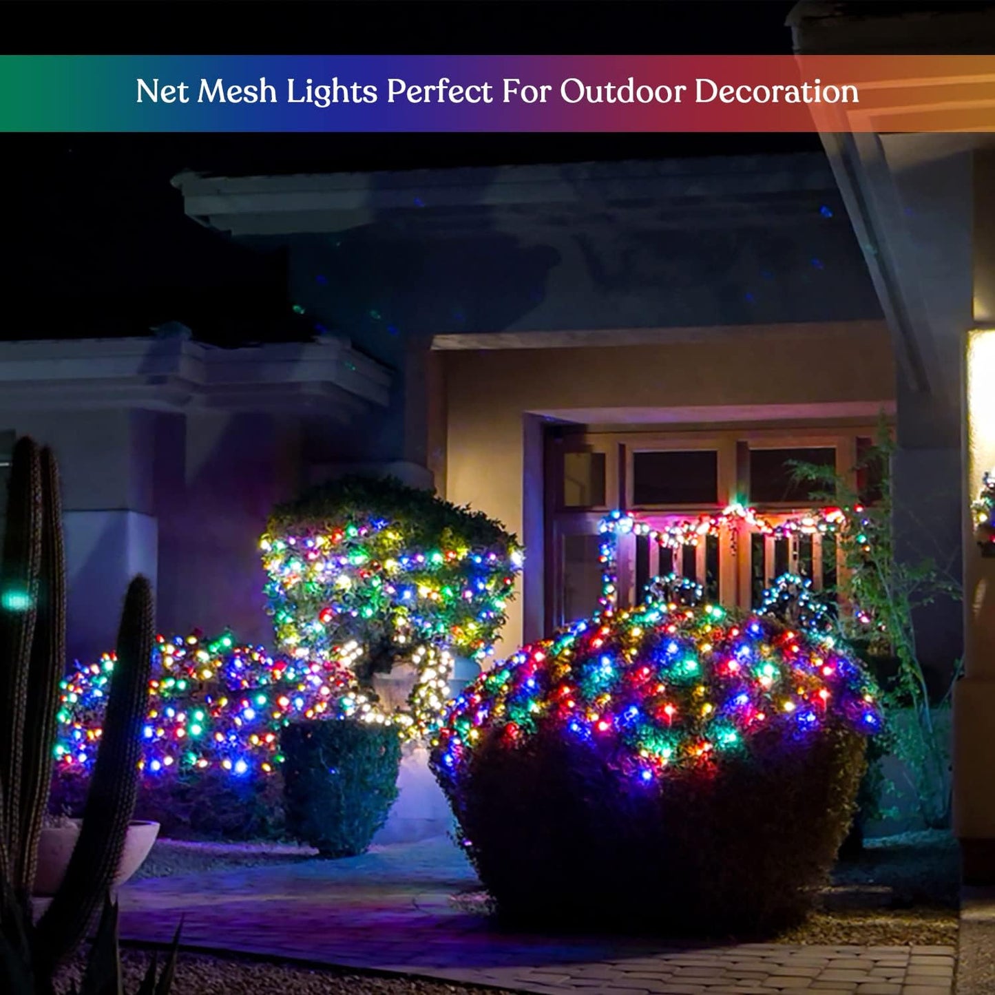 JMEXSUSS 9.8ft x 6.6ft Solar Mesh Lights – Pet & Child Friendly Bush Lights, No Open Flame Risk