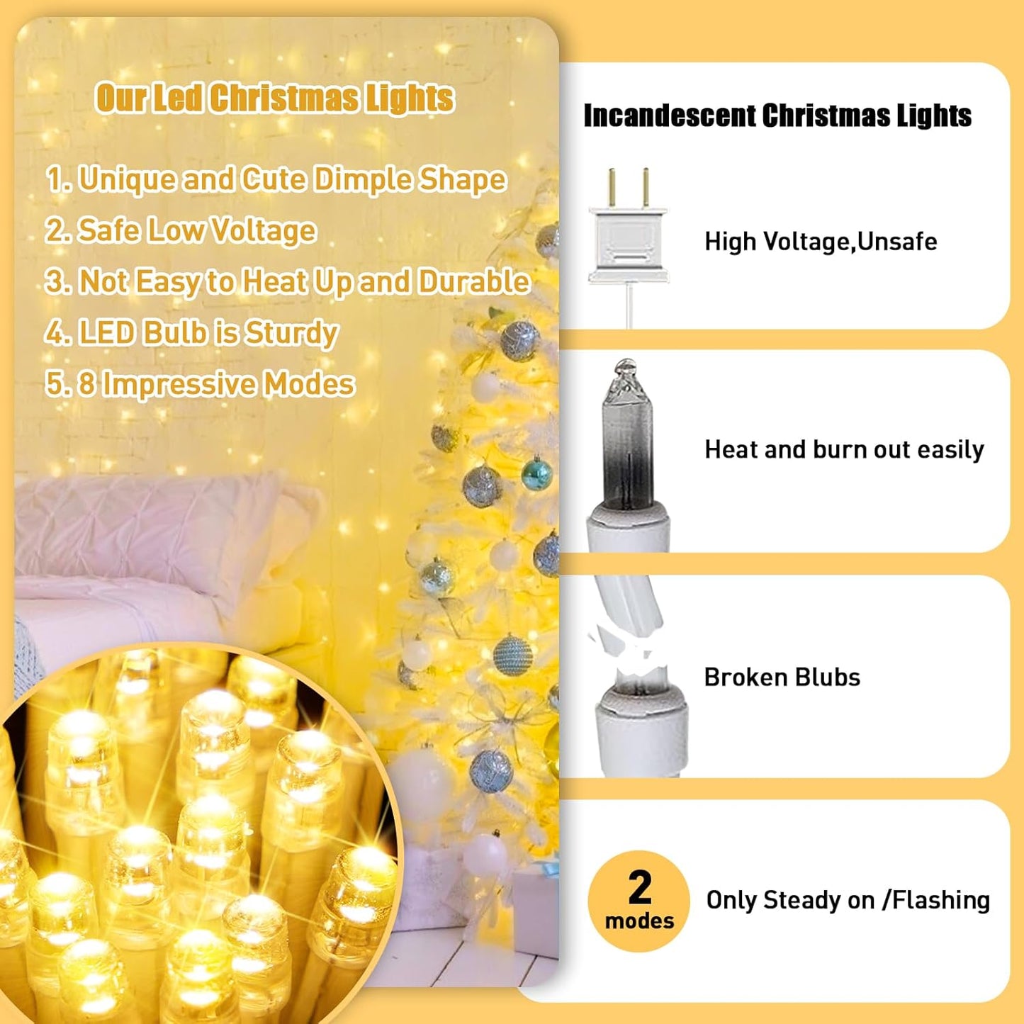 JMEXSUSS Connectable Fairy Lights – End to End Linkable Outdoor String Lights for Yard, Fence, and Bush Decoration