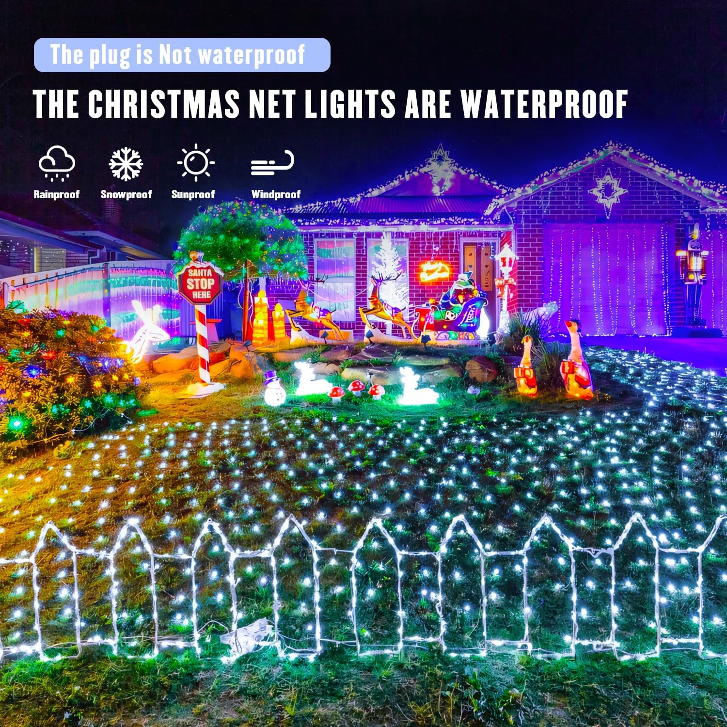 JMEXSUSS Cool-Touch Net Lights – Flameless Garden Lights with Timer, No Fire Risk for Family Yards