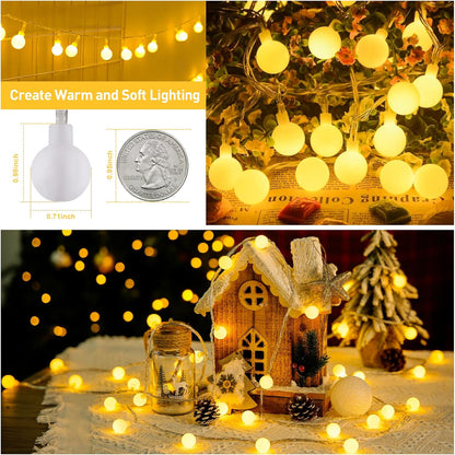 JMEXSUSS Frosted Globe Fairy Lights Gift Set – Housewarming Gift for Women, Warm White LED String Lights with Timer for Home Ambiance