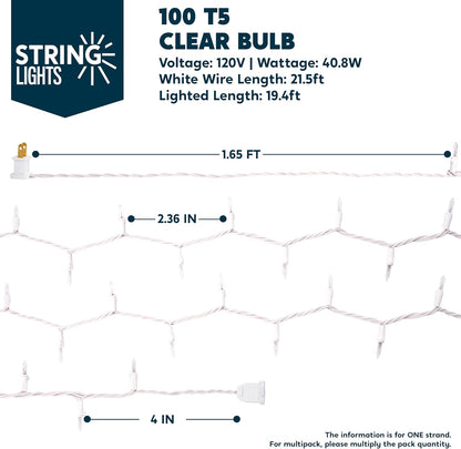 JOIEDOMI 2700K Warm White Fairy Lights – Simple 100 Count Mini Garland for Intentional Home Styling, 21.4FT White Wire Strand