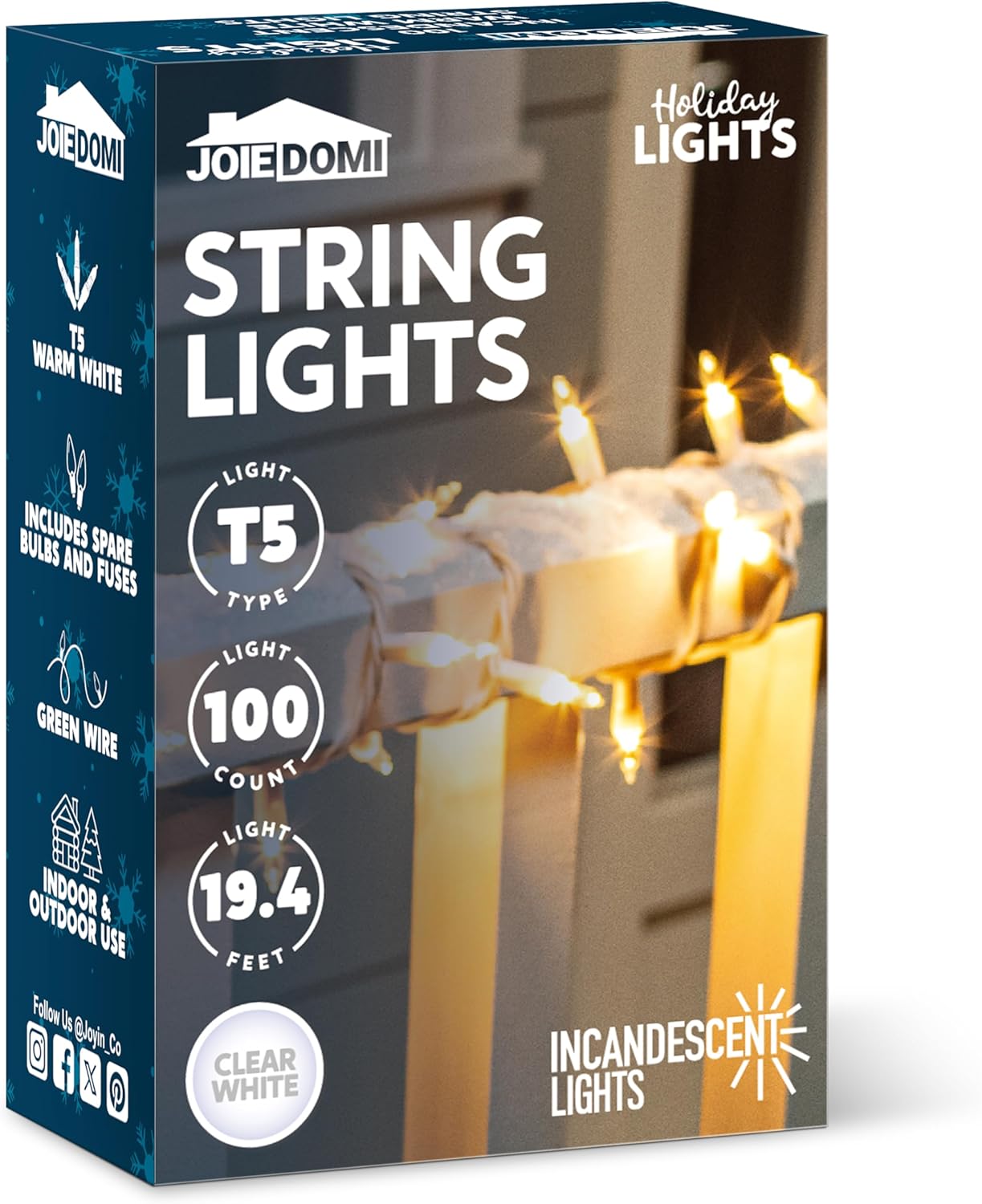 JOIEDOMI 2700K Warm White Fairy Lights – Simple 100 Count Mini Garland for Intentional Home Styling, 21.4FT White Wire Strand