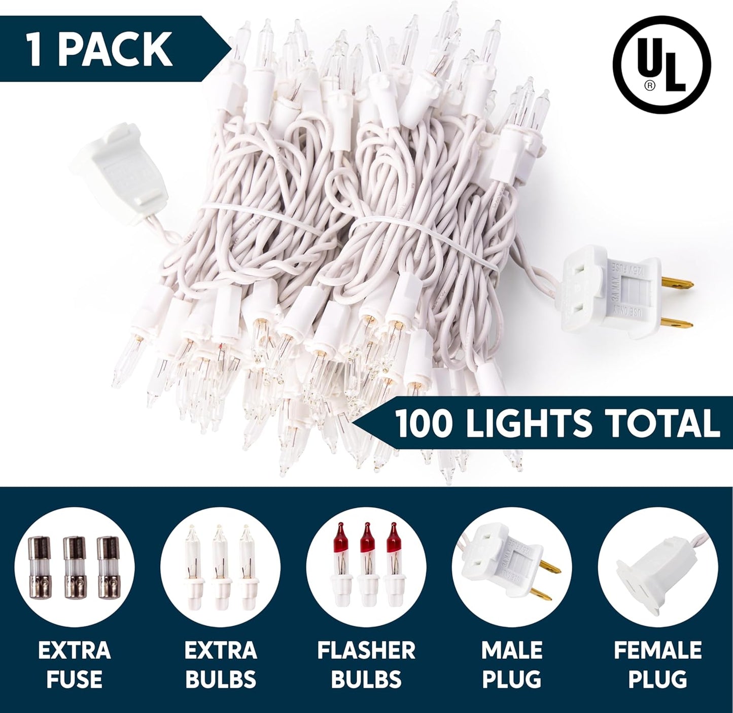 JOIEDOMI 2700K Warm White Fairy Lights – Simple 100 Count Mini Garland for Intentional Home Styling, 21.4FT White Wire Strand