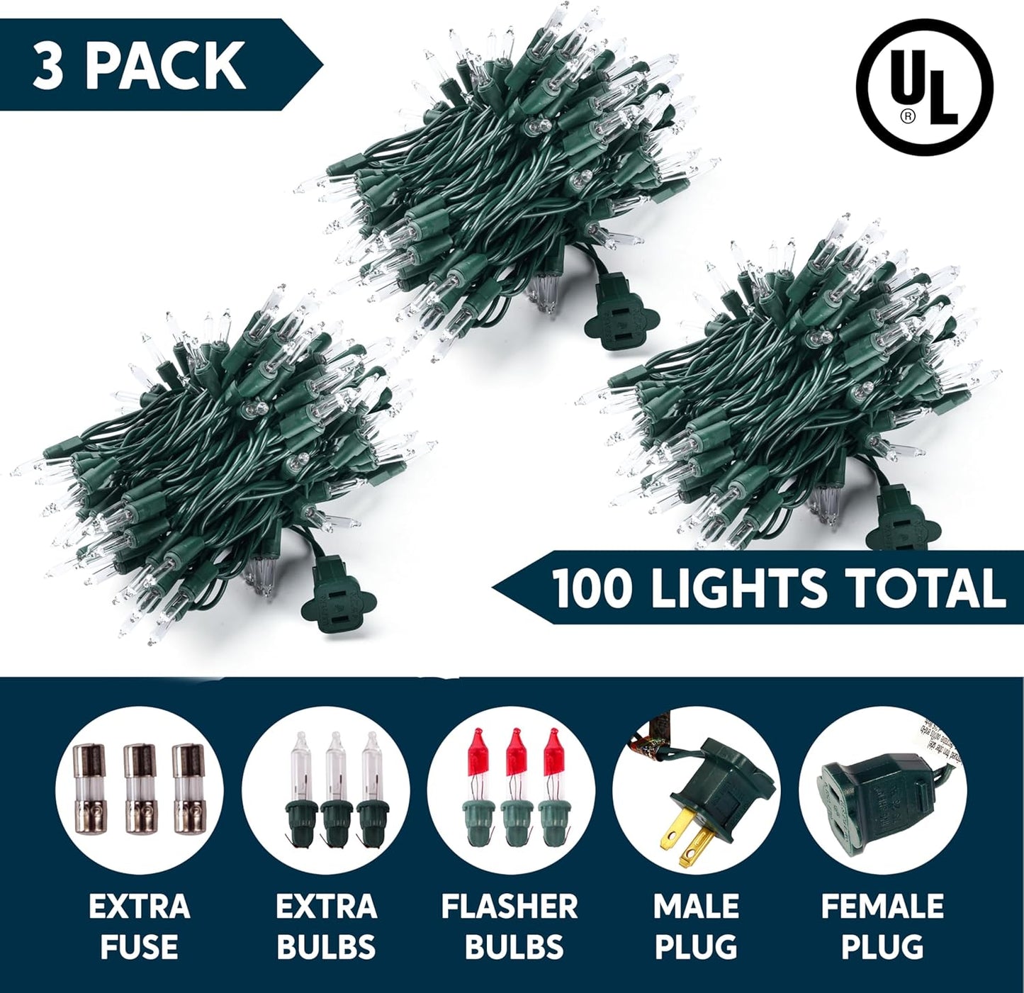 Joiedomi Nursery Night Light Alternative – 300 Warm White Fairy Lights on Green Wire with UL588 Certification for Child-Safe Ambient Glow