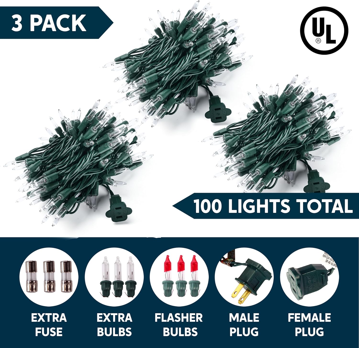 Joiedomi Nursery Night Light Alternative – 300 Warm White Fairy Lights on Green Wire with UL588 Certification for Child-Safe Ambient Glow