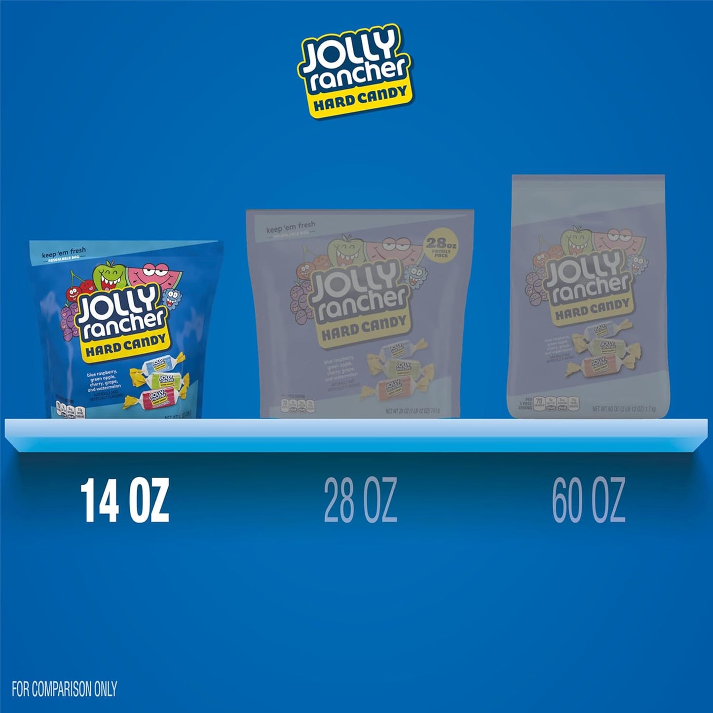 JOLLY RANCHER Individually Wrapped Hard Candy, Classic Christmas Stocking Stuffer and Hostess Gift Pick, 14 oz
