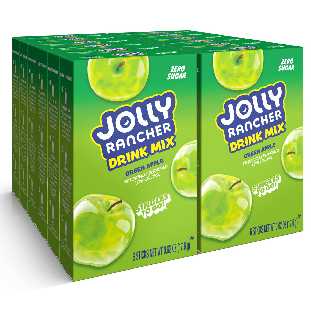 Jolly Rancher Singles To Go Powdered Drink Mix, Green Apple, 72 Total Servings, Sugar-Free Drink Powder, Just Add Water, 0.62 Ounce (Pack of 12)