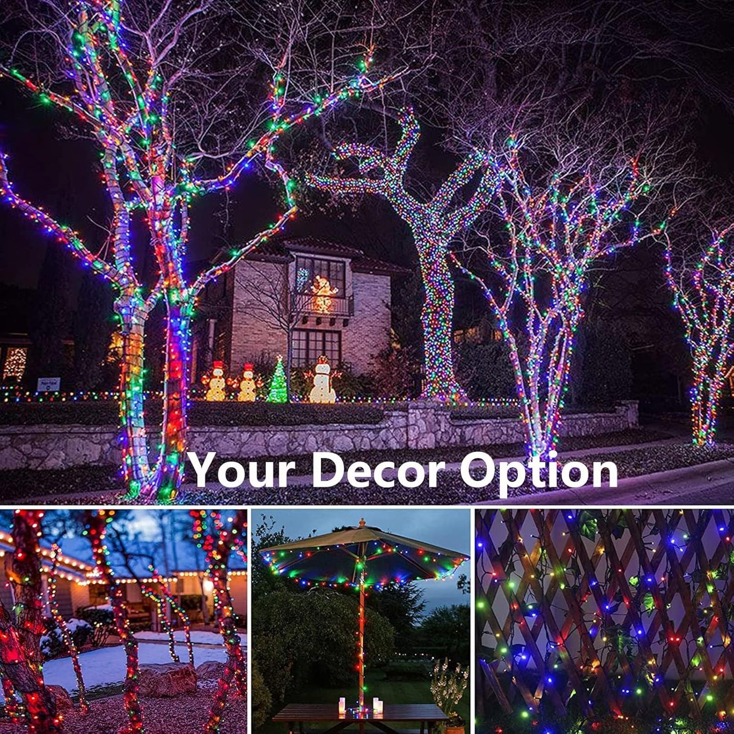 Joomer Solar Fairy Lights – 8 Mode Decorative Lighting for Wedding, Party, and Banquet Backdrop with 200 LED 2-Pack