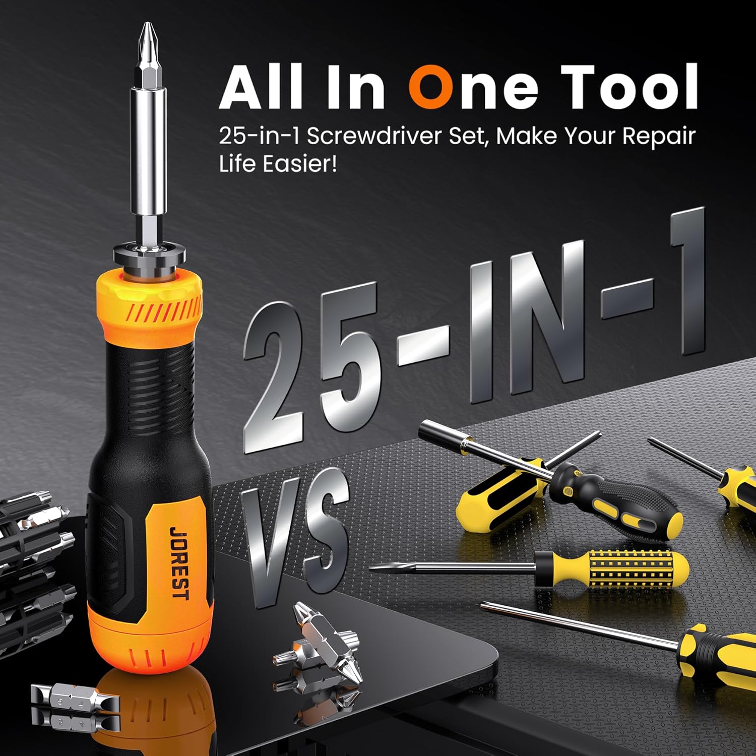 Jorest 25-in-1 Screwdriver Multitool – Workbench Companion for Car Interior Trim, Dash, and Seat Screw Repairs
