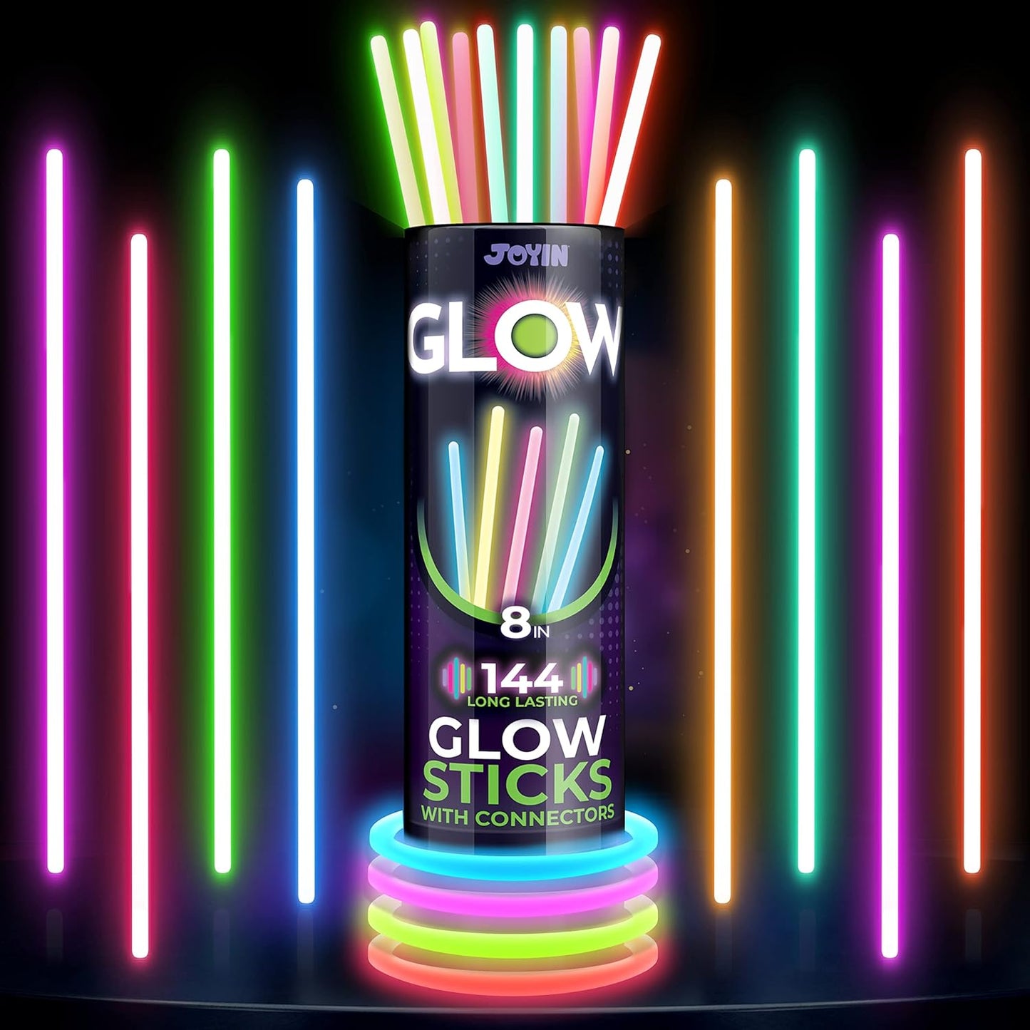JOYIN 144 Glowsticks for Kids – Non-Toxic Glow in the Dark Bracelets and Necklaces for Birthday Party, Easter Egg Hunt, and Holiday Celebrations