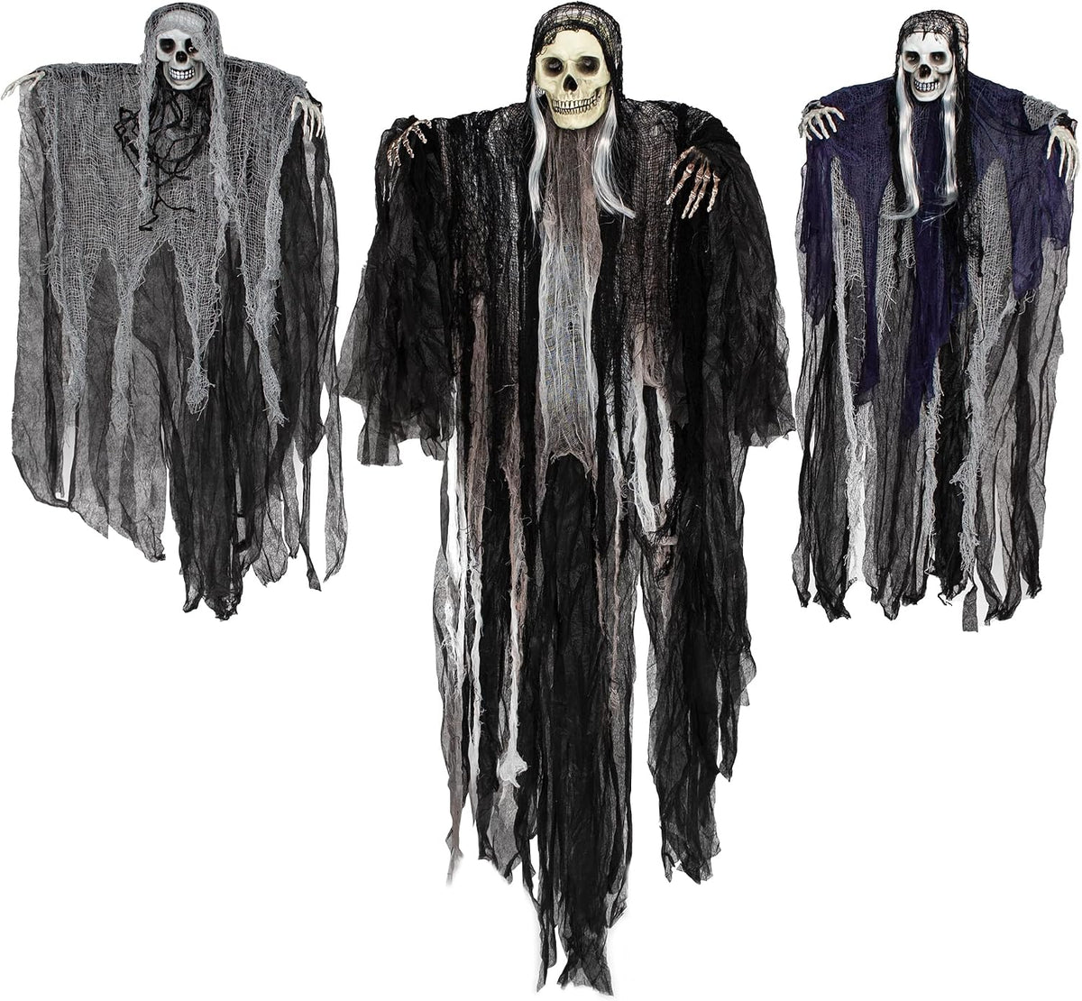 JOYIN Hanging Halloween Yard Decor – Family-Safe Reaper Set with No Sharp Edges and Cord-Hung Pet-Proof Placement