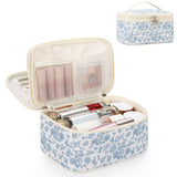 Relavel Travel Makeup Bag – Less-Is-More Beauty Pouch, Solid-Color Double-Layer Travel Organizer