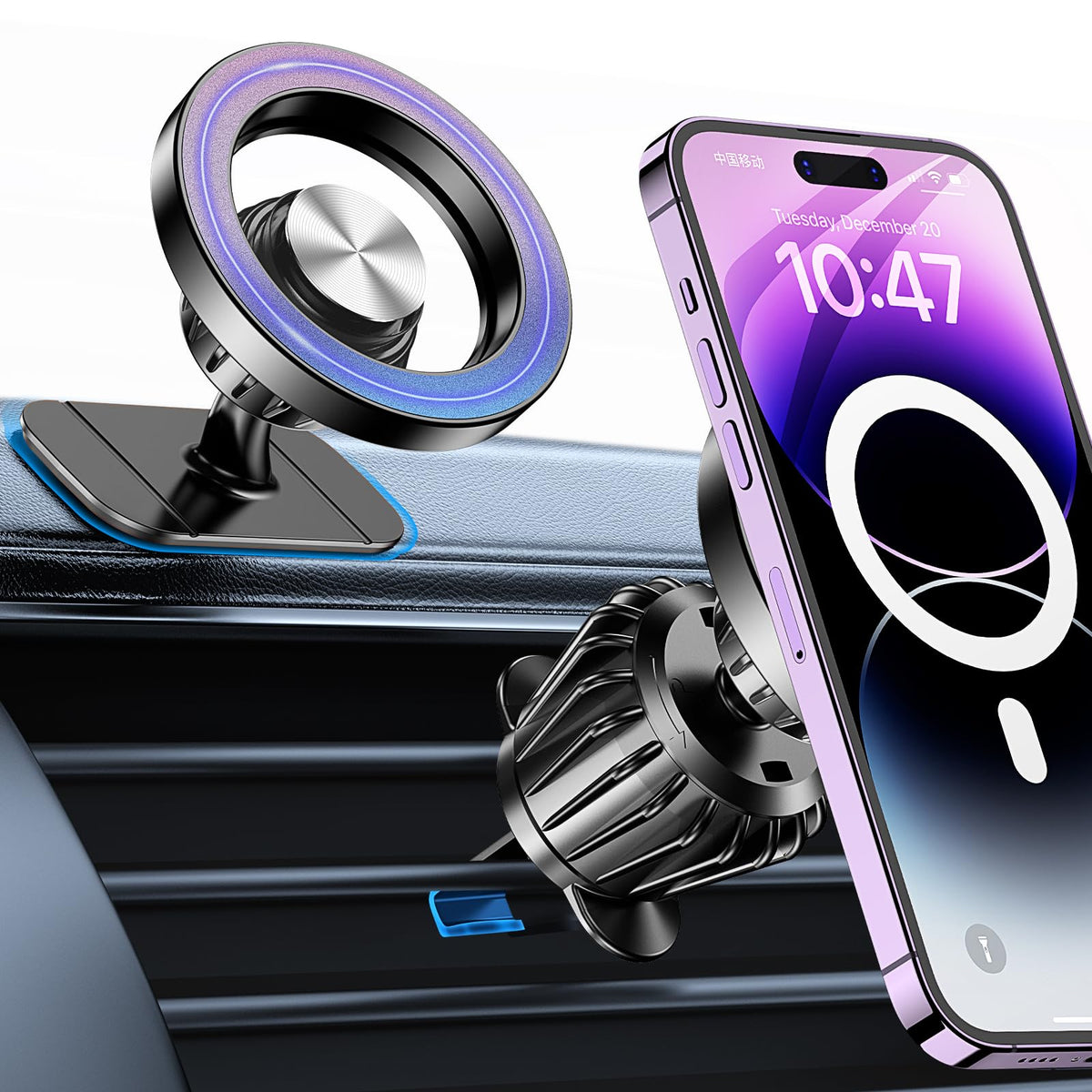 Kaistyle for Magsafe Car Mount【20 Strong Magnets】Magnetic Phone Holder for Car Phone Holder Mount Dash Mounted Holders Cell Phone Holders for Your Car Accessories for Women Men for iPhone 17 16 15 14