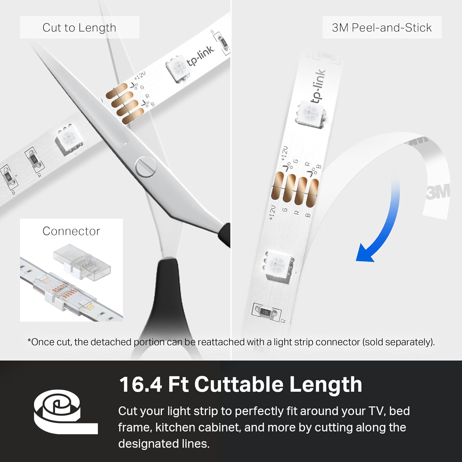 Kasa Smart LED Light Strip – Study Desk Ambient Backlight, Consistent Daylight LED for Work Sessions
