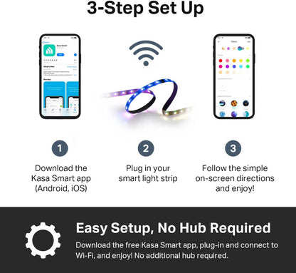 Kasa Smart Wi-Fi LED Strip RGBIC – Study and Work-From-Home Accent Light, 16M Colors with Timer for Consistent Focus Ritual