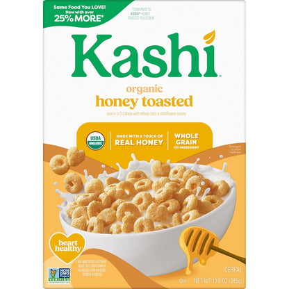 Kashi Organic Honey Toasted Cereal – Clean Ingredient Breakfast for Mindful Eating Routines, 13.6oz