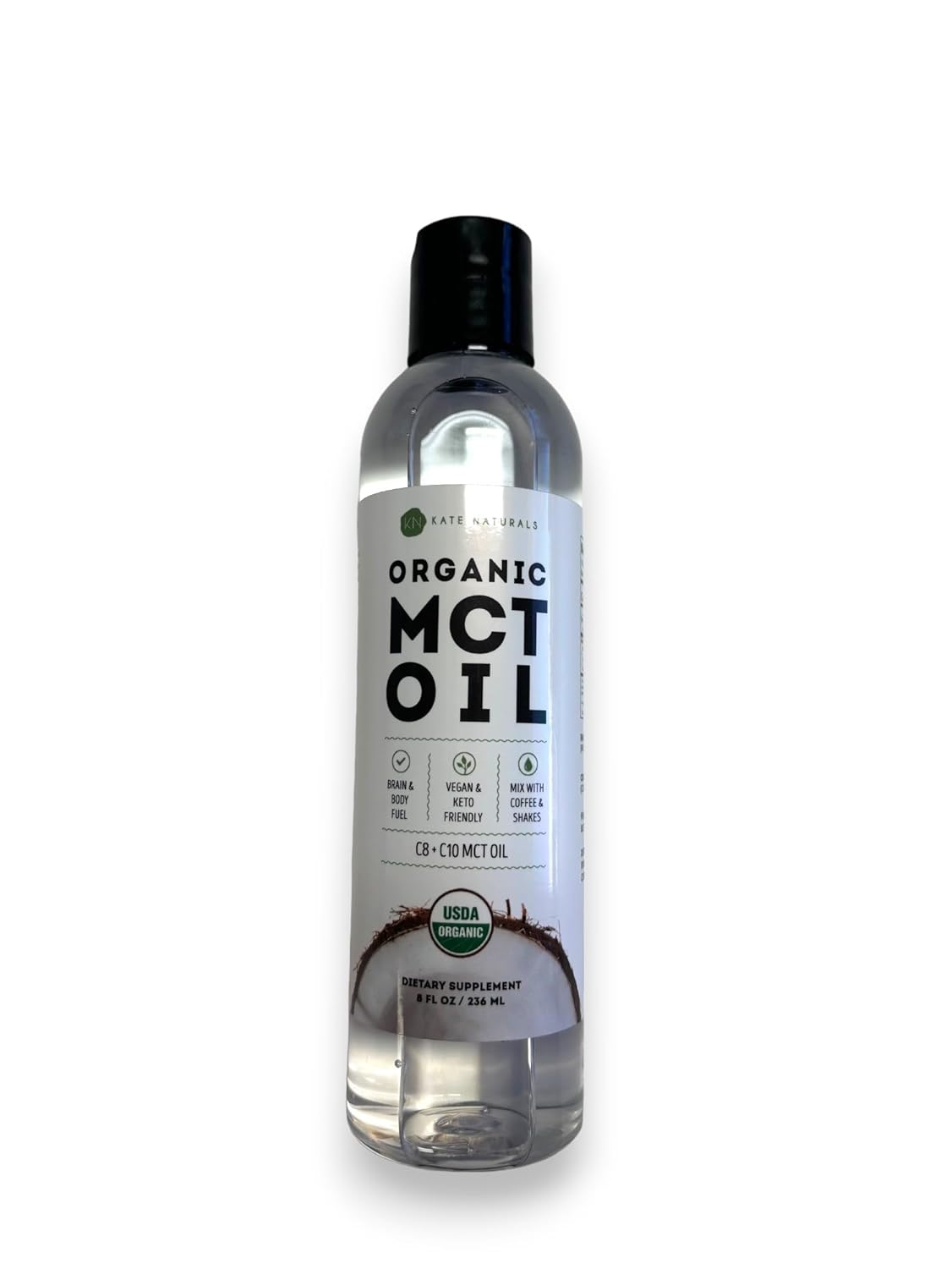 Kate Naturals MCT Oil – Study and Desk Companion, Organic C8 C10 for No-Crash Energy and Mental Clarity