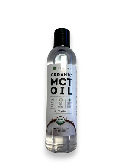 Kate Naturals MCT Oil – Study and Desk Companion, Organic C8 C10 for No-Crash Energy and Mental Clarity