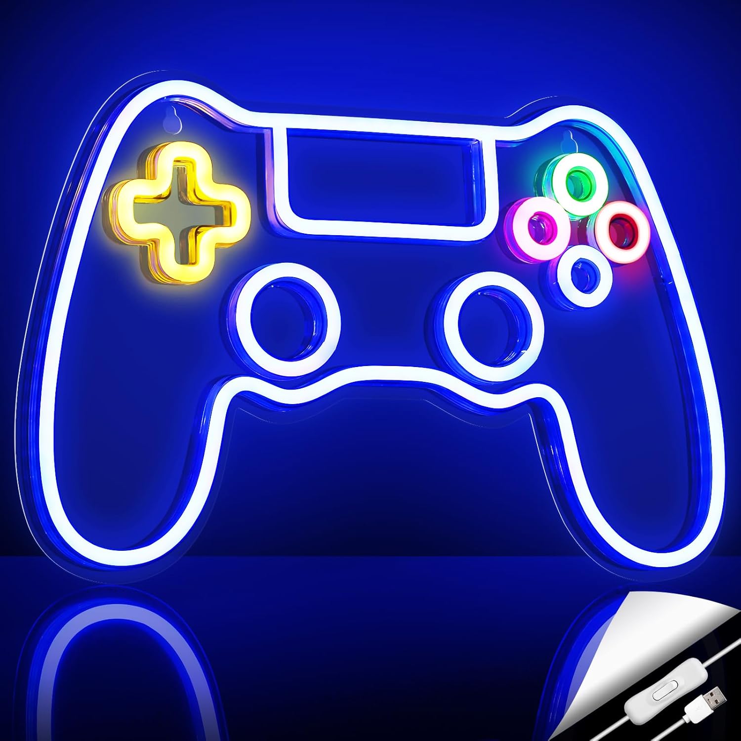 Kavaas Gamer Neon Sign – Fun LED Wall Light for Kids Gaming Corner, Lightweight Game Controller Bedroom Accent