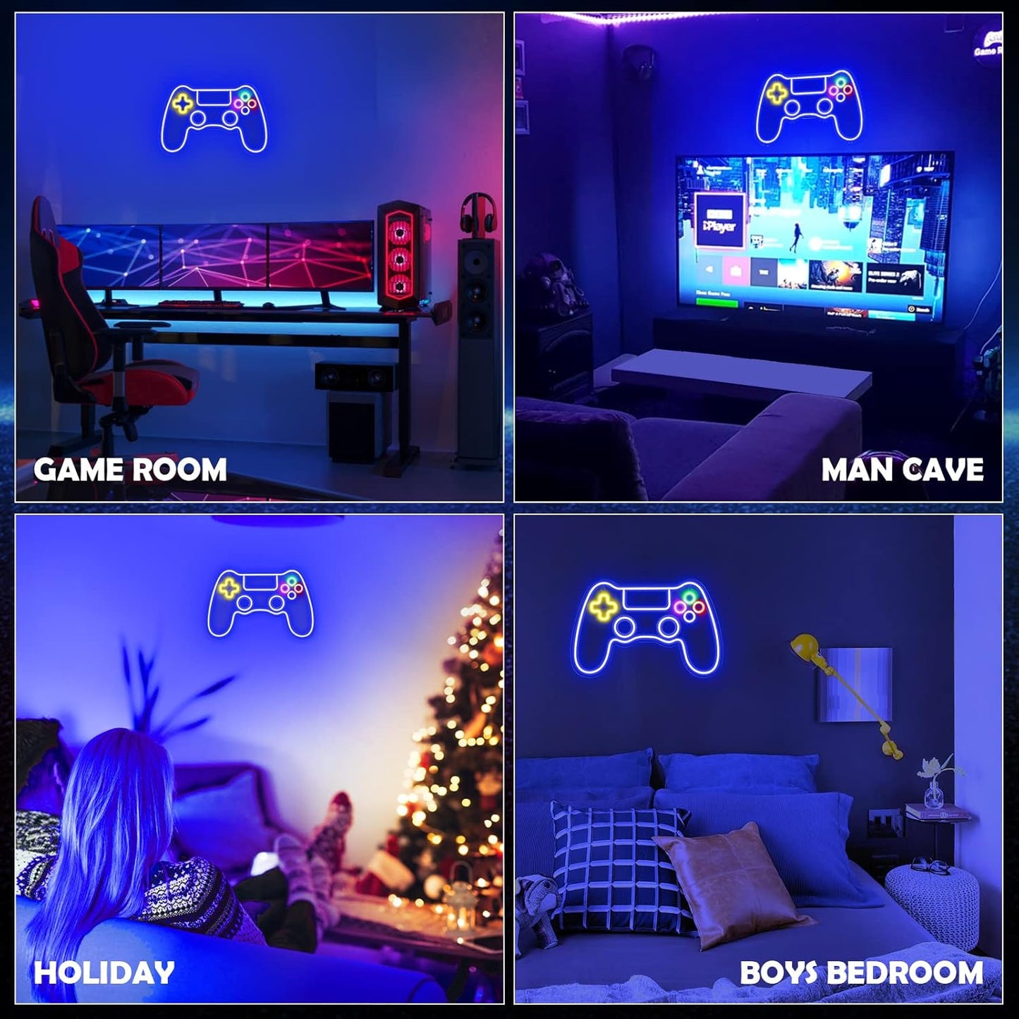 Kavaas Gamer Neon Sign – Fun LED Wall Light for Kids Gaming Corner, Lightweight Game Controller Bedroom Accent
