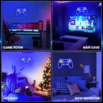 Kavaas Gamer Neon Sign – Fun LED Wall Light for Kids Gaming Corner, Lightweight Game Controller Bedroom Accent