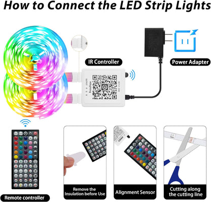 KeepEvol 150ft Color Changing LED Strip – Modern Home Decor Accent Lighting with App and Remote Control