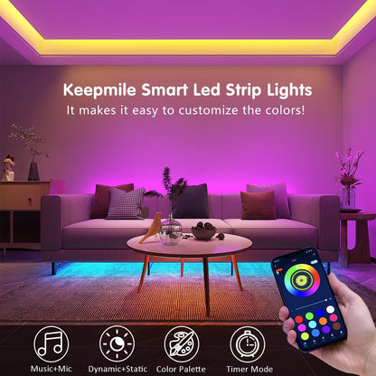 Keepsmile 100ft LED Strip Lights – Programmable Wake-Up Light Alarm for Better Morning Routines