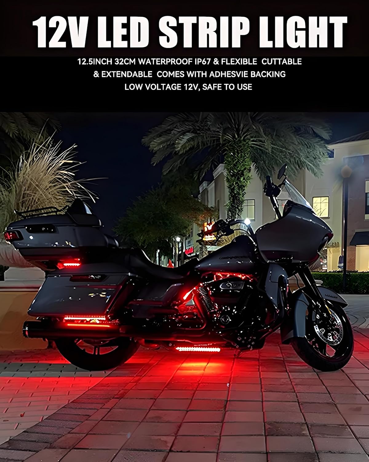 Keiurot 12V Underglow LED Strip – Low-Temp Safety Accent for Auto Marine & Golf Cart, 4-Pack