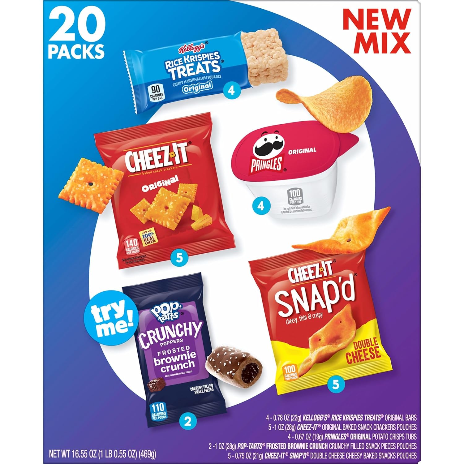 Kellogg's Cheez-It, Pringles, Pop-Tarts and Rice Krispies Treats Variety Pack – Safe and Familiar Snacks for Kids' Birthday Party Goody Bags