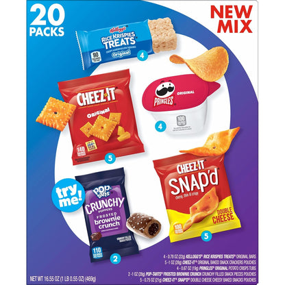 Kellogg's Cheez-It, Pringles, Pop-Tarts and Rice Krispies Treats Variety Pack – Safe and Familiar Snacks for Kids' Birthday Party Goody Bags
