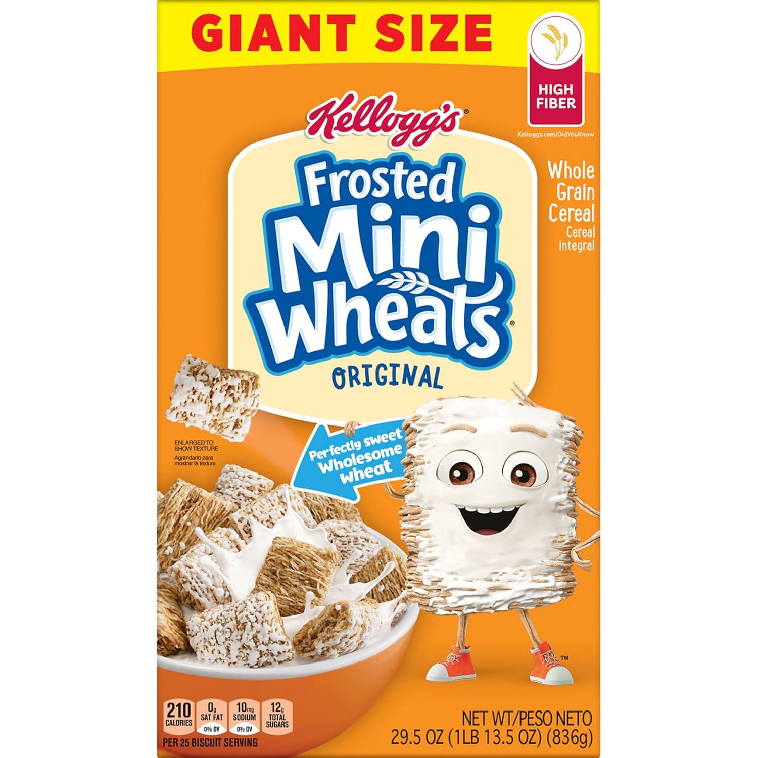 Kellogg’s Frosted Mini-Wheats – Parent-Approved Kid Breakfast Cereal with 48g Whole Grain, Lunchbox-Friendly Spoon Size