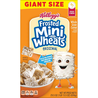Kellogg’s Frosted Mini-Wheats – Parent-Approved Kid Breakfast Cereal with 48g Whole Grain, Lunchbox-Friendly Spoon Size