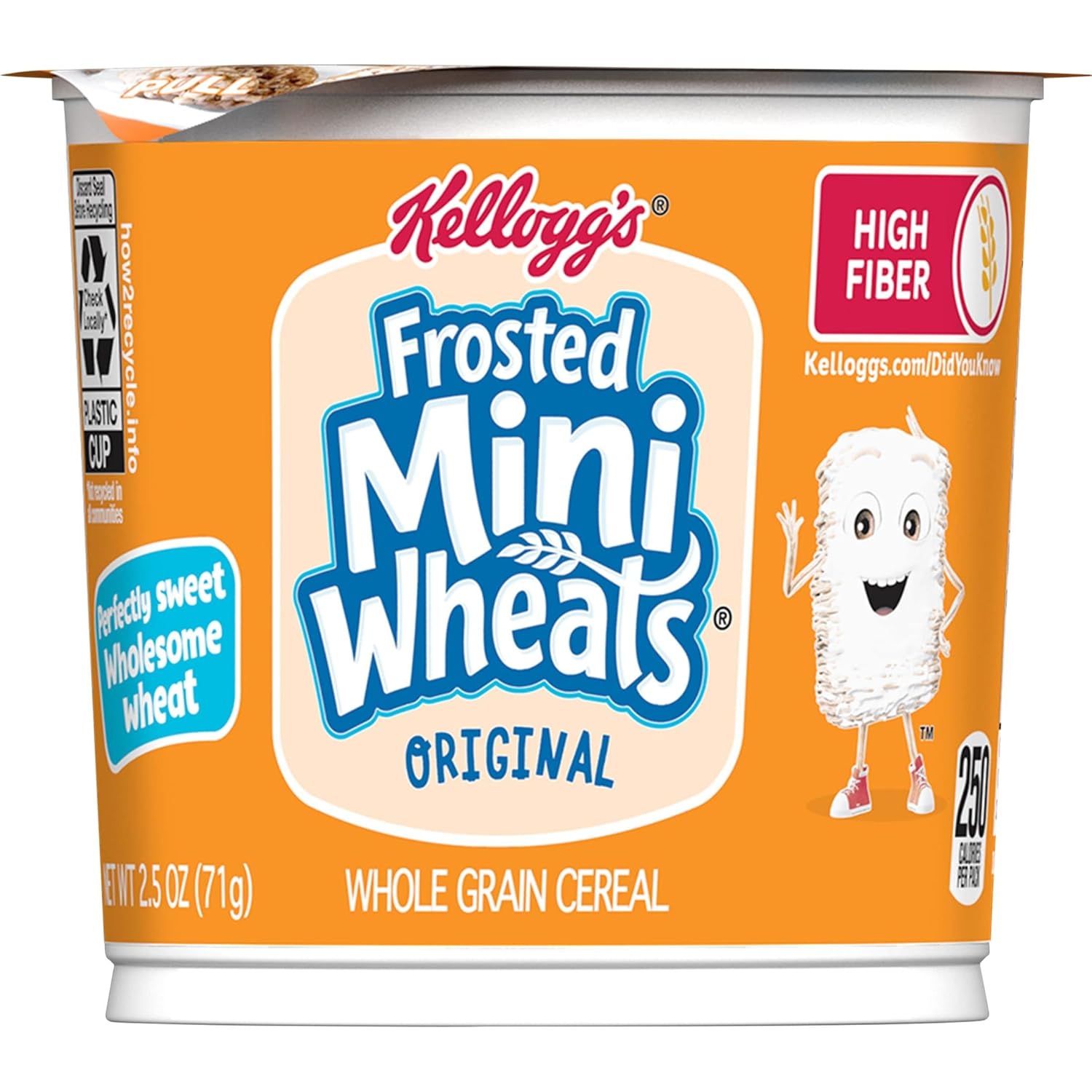 Kellogg's Frosted Mini-Wheats Single-Serve Cups – Commuter Bag Snack for Busy Mornings, 12-Cup Case