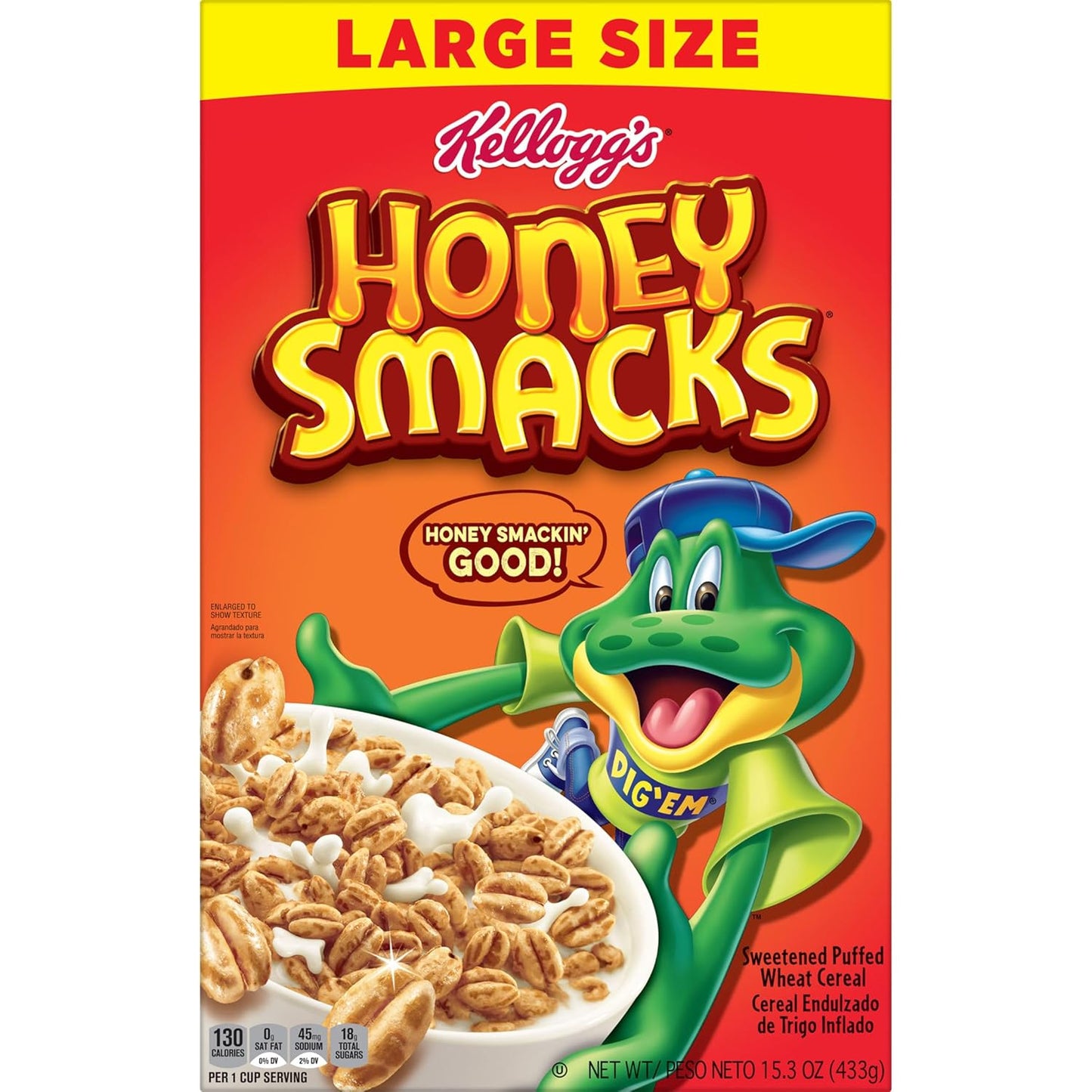 Kellogg's Honey Smacks Cereal – Wholesome Honey Breakfast Bowl for Three Daily Meals, 15.3oz