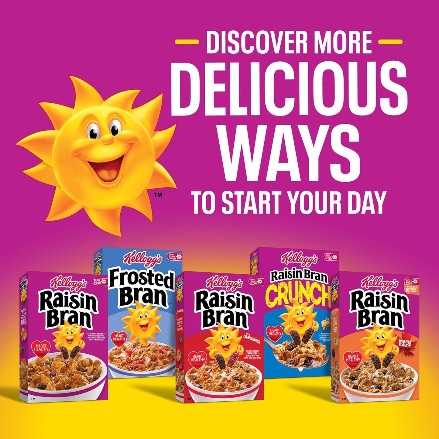 Kellogg's Raisin Bran Crunch Cereal – Nutritious Family Cereal with Whole Grain for Kids' Morning Bowls, 24.5 oz