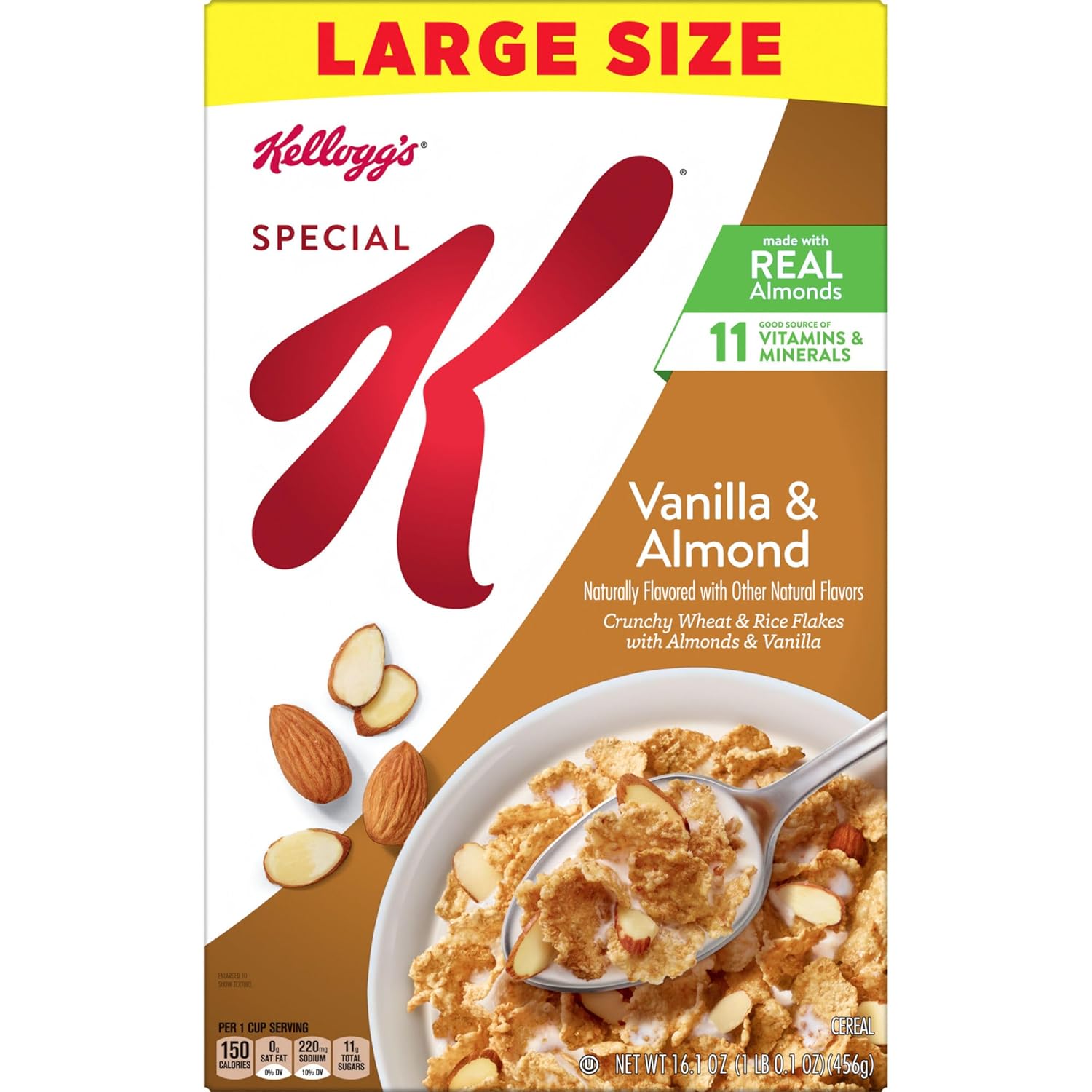 Kellogg's Special K Low Fat Cereal for Mid-Afternoon Office Snacks, Crunchy Vanilla Almond Pick-Me-Up