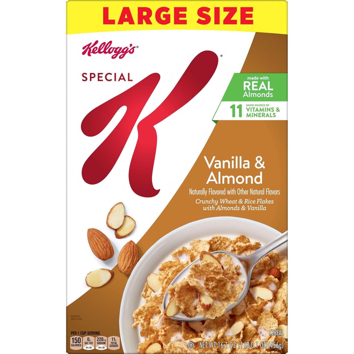 Kellogg's Special K Low Fat Cereal for Mid-Afternoon Office Snacks, Crunchy Vanilla Almond Pick-Me-Up