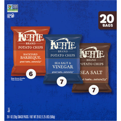 Kettle Brand Potato Chips Variety Pack – Sturdy Crunch Snack Bags for Backyard BBQs, Patio, and Game Day