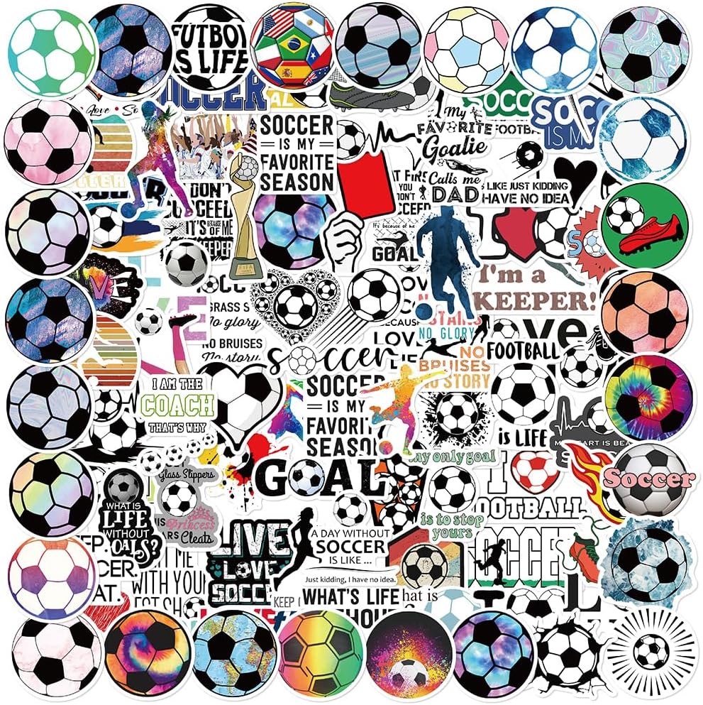 KickOff Kings 150-Piece Soccer Sticker Collection for Man Caves and Kids Rooms, Color-Rich Vinyl Decals for Bulletin Boards and Lamps