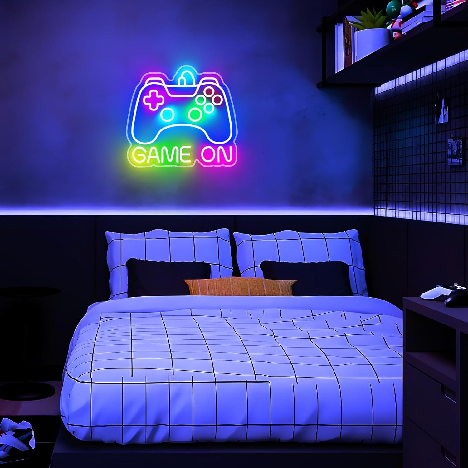 Kids Gaming Room Neon Sign, USB Powered No Heat LED Light - Safe Bedroom Wall Decor for Children and Tween Gamer Boys